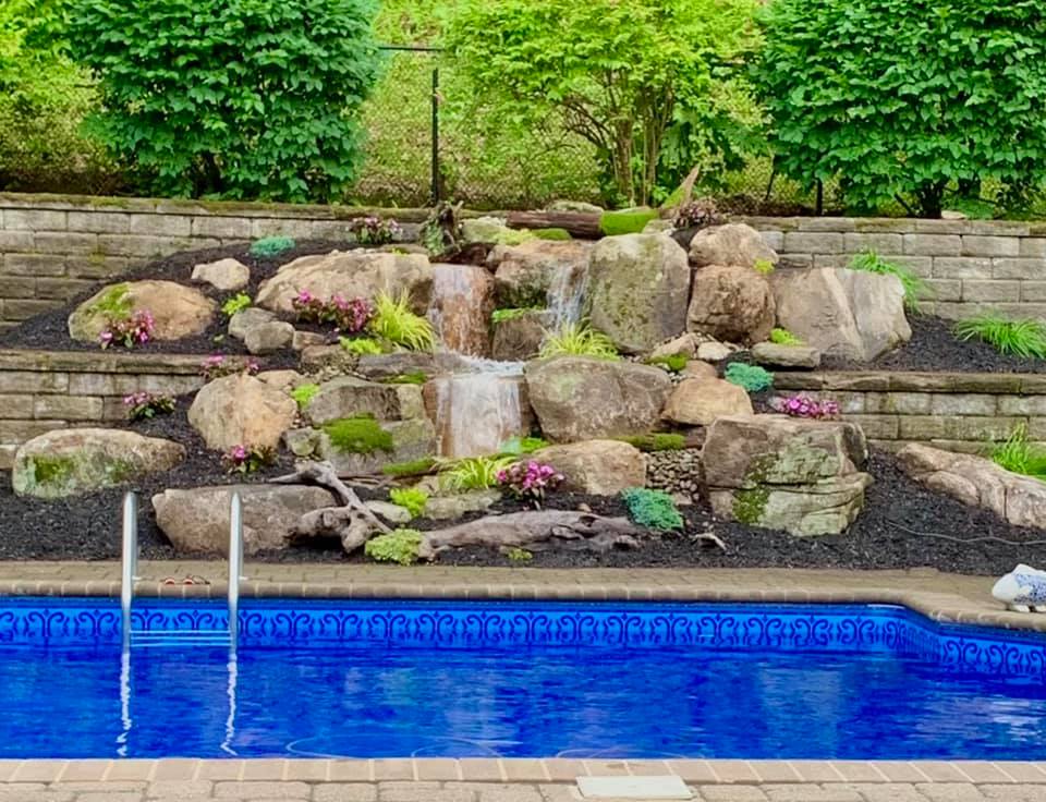Dramatic pondless waterfall